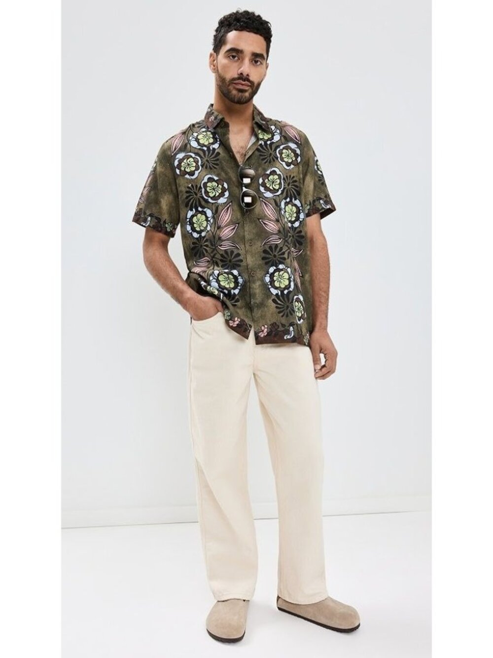 Agua Bendita Jack Clay Linen Shirt Green Mens Size Large